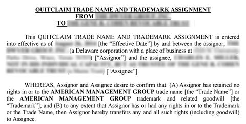 Trade name and trademark assignment (redacted copy 2)