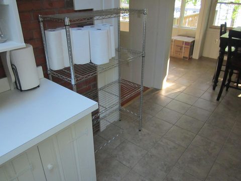Laundry area with wire shelving