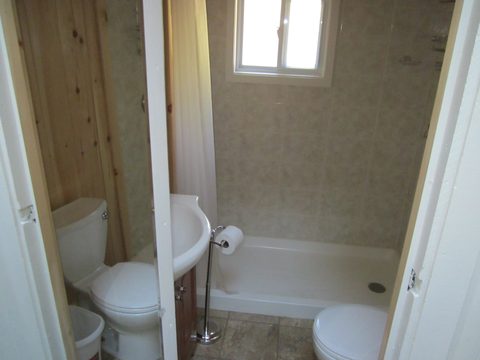 Bathroom with shower and window